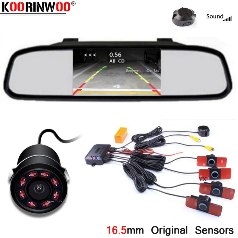 Koorinwoo Parktronic 2 4G оригинальный 16 5 мм Датчик парковки автомобиля 4 3 монитор зеркало