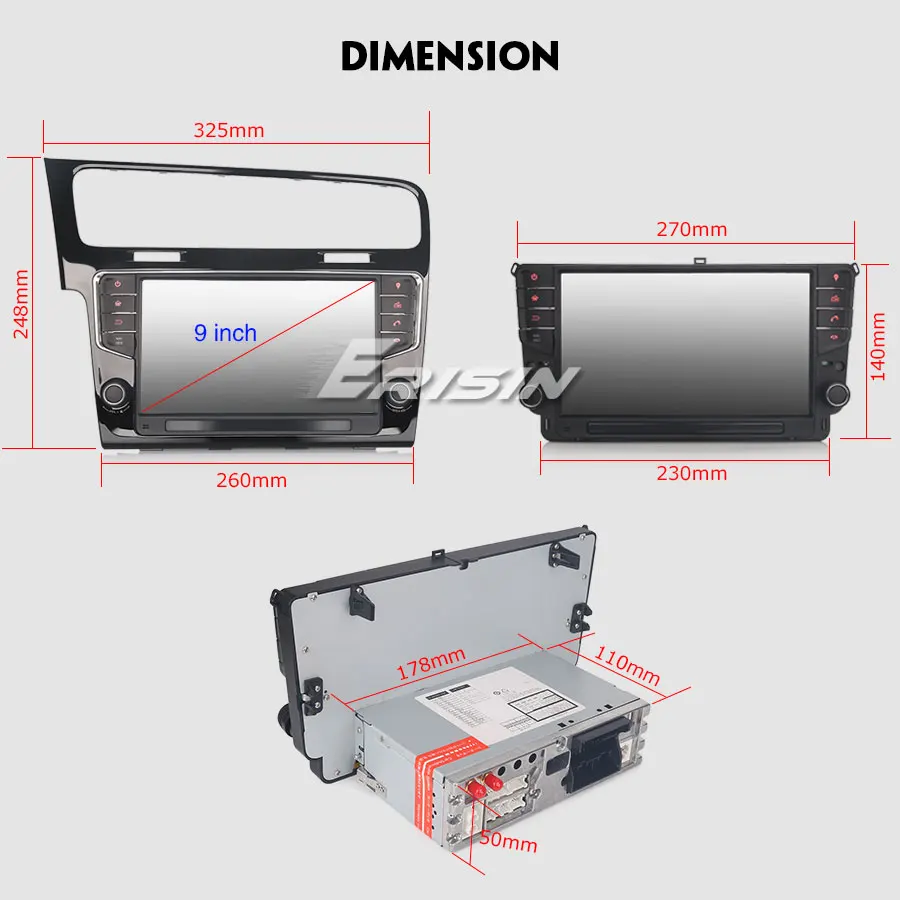 Erisin ES4811G " Android 9,0 автомобильный мультимедийный плеер Навигация DVD GPS автомобильный радиоприёмник для VW Golf VII/7