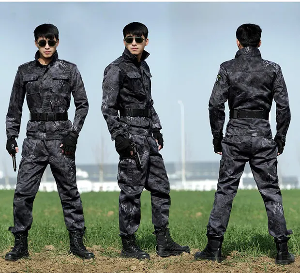 Black Python Военная форма черный ястреб питон Uniforme Военная Тактическая Боевая куртка брюки карго костюм CS Fardas Militar армейская одежда для мужчин - Цвет: Black Python