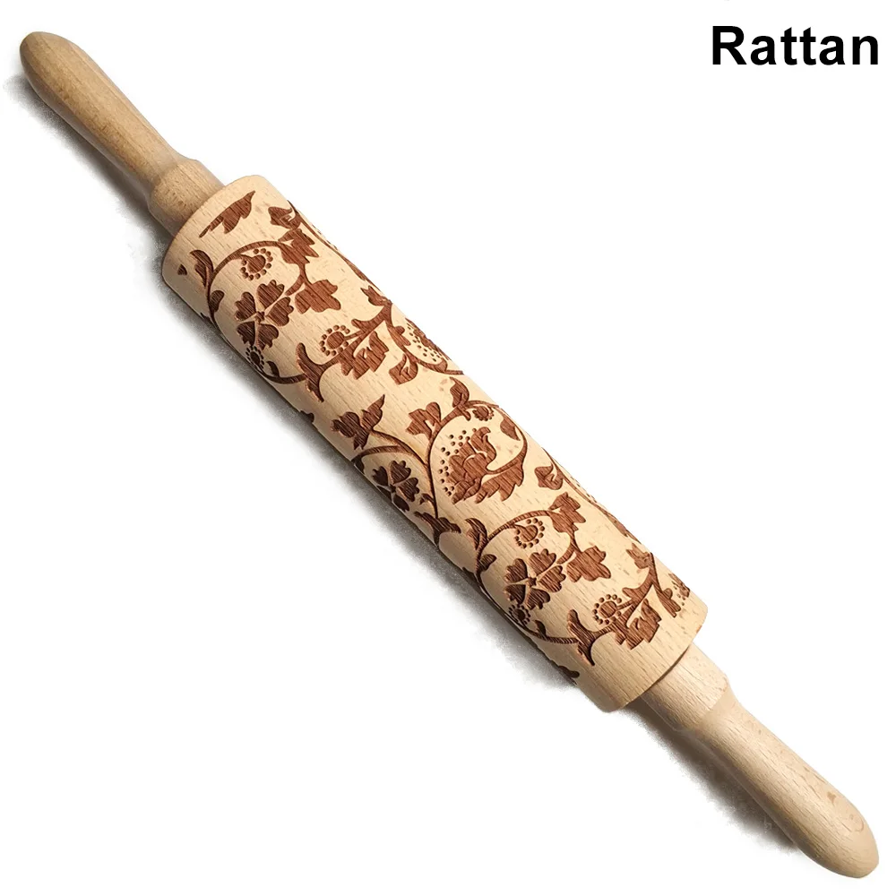 Rattan 1 шт. деревянная Скалка тиснение выпечки Рождество Лось печенье лапша бисквит Фондант 899 - Цвет: Rattan