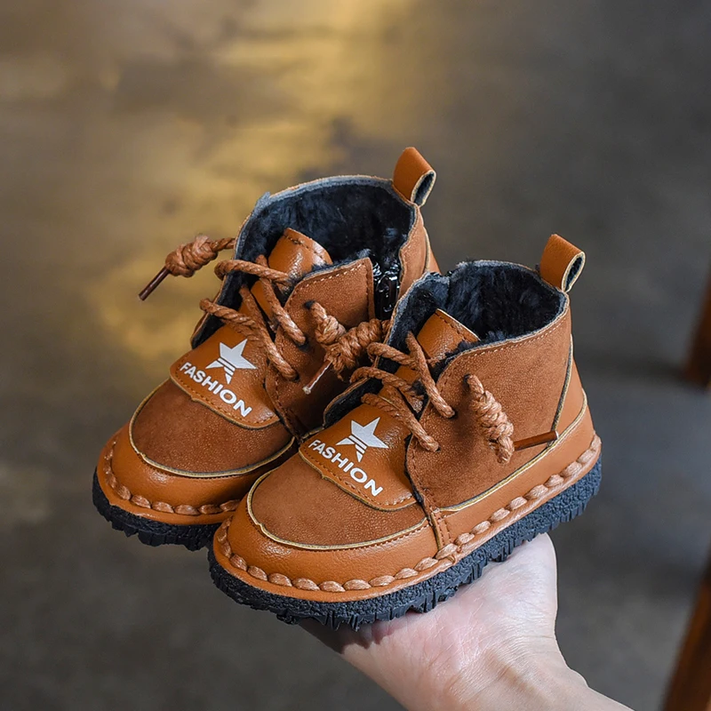 Зимние ботинки для маленьких девочек брендовые Детские свободного кроя из