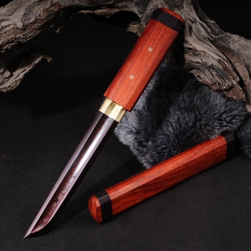 Китайский меч прямой династии Тан дамасский свернутый стальной японского