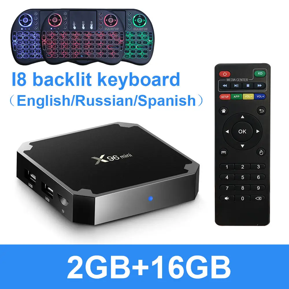 2GB16GBi8 X96 Мини ТВ приставка Android 7,1 2 Гб 16 Гб четырехъядерный процессор Amlogic S905W поддержка 4K 2,4 ГГц медиаплеер wifi смарт-приставка 1G 8G - Цвет: 2GB16GBi8