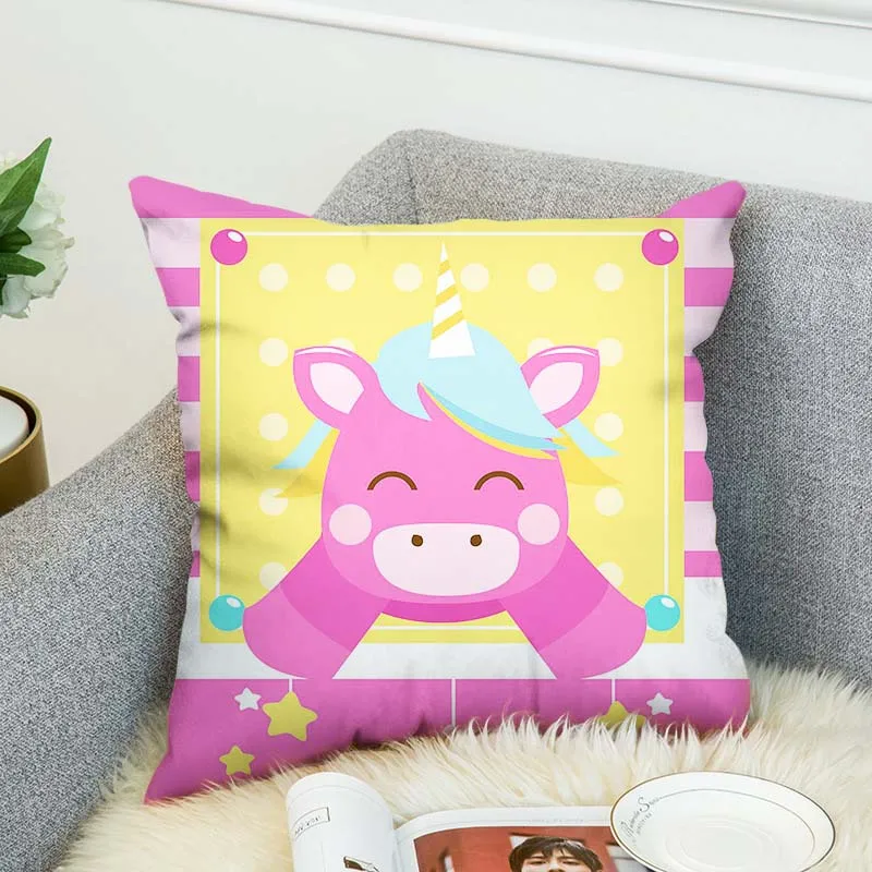 Двухсторонняя наволочка с 3d рисунком милого маленького единорога декоративный