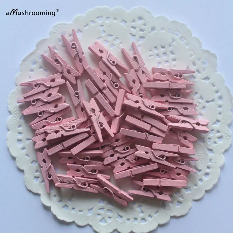 100 Розовые Мини Деревянные прищепки | деревянные заколки крошечные коломпрессы