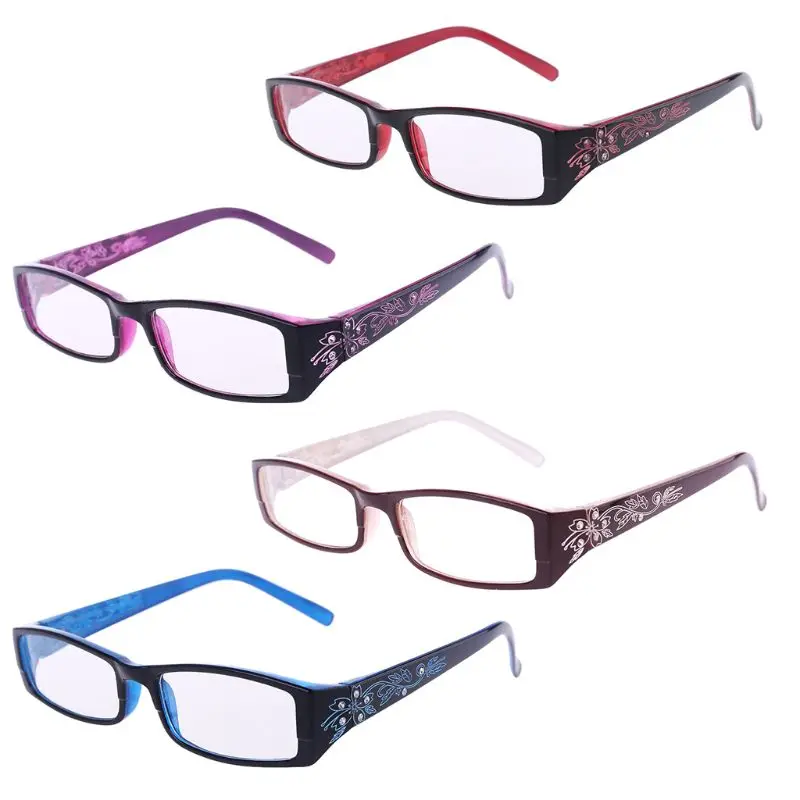 Женские модные очки для чтения с искусственным бриллиантом и цветочным принтом