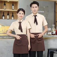 hotel working clothing men and women coffee shop short sleeve waiter uniformapron set western restaurant fashion workwear sales