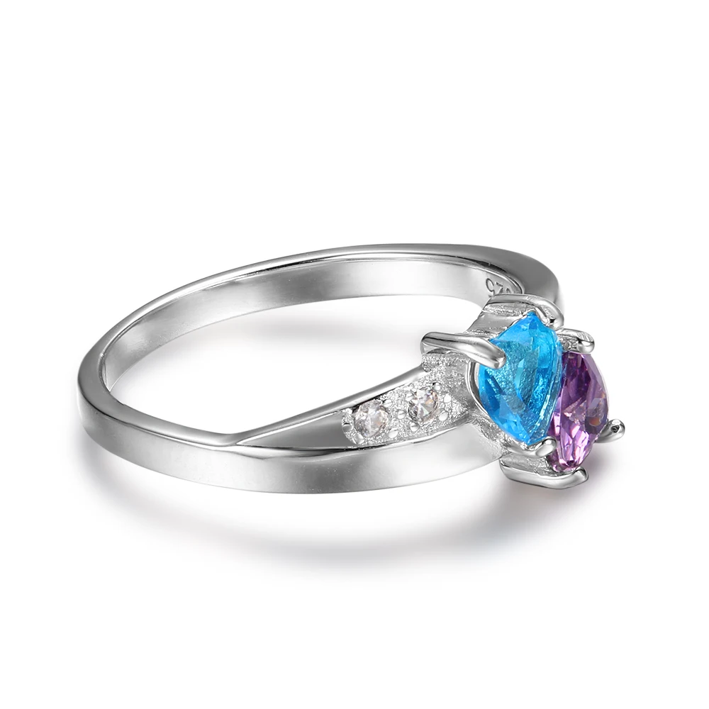 Кольцо женское серебряное с двумя сердечками изящное Ювелирное Украшение