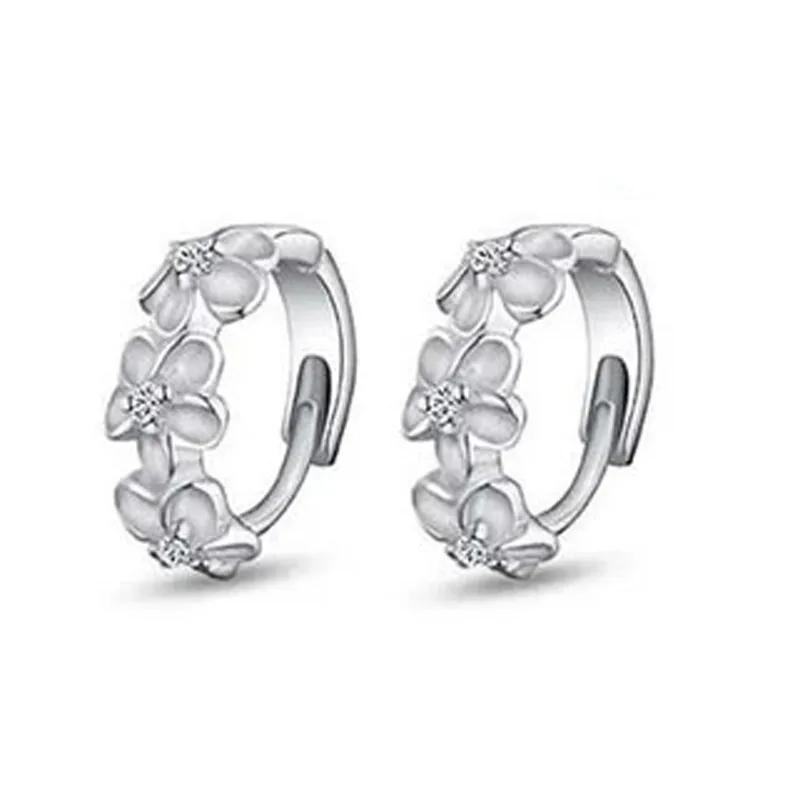 Silver Новые модные ювелирные изделия женские серьги Камелия цветочный дизайн сверкающий кристалл инкрустация серебро ювелирные изделия для ушей опт-Ff - Окраска металла: Silver