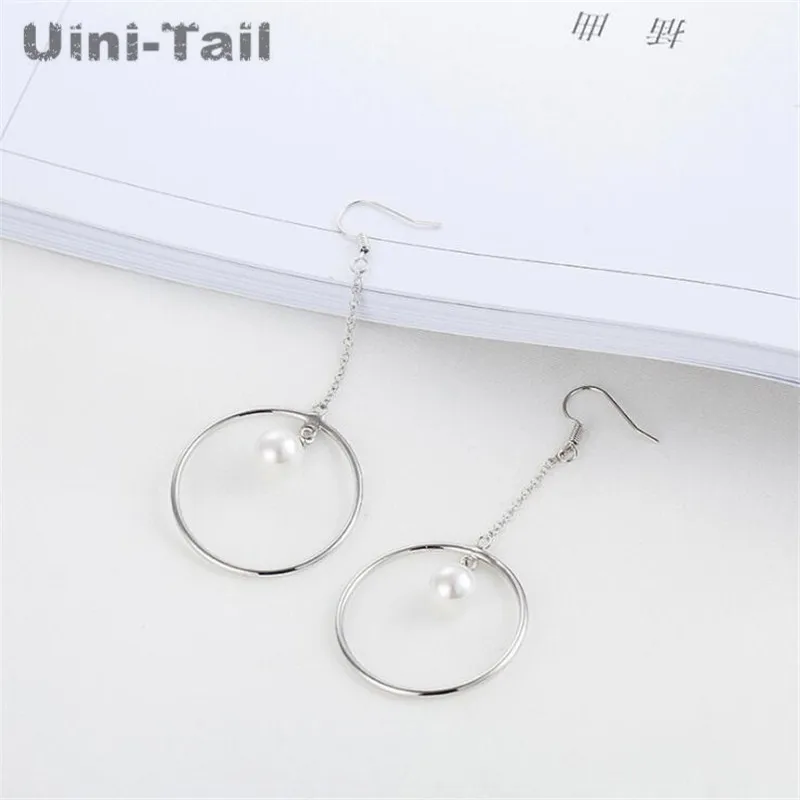 

Uini-Tail hot new 925 sterling silver trend pearl circle earrings creative Korean earrings personality student jewelry GN610