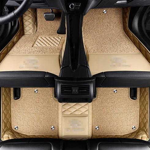 beige Автомобильные коврики с логотипом на заказ для Toyota Camry 40 Corolla RAV4 Verso FJ Land Cruiser LC 200 Prado 150 120 нескользящий ковер - Название цвета: beige