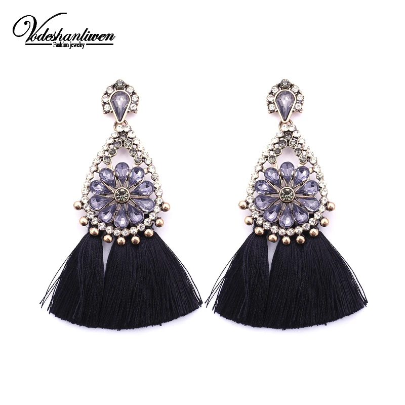 Женские винтажные серьги-кисточки Vodeshanliwen Разноцветные серьги-подвески с