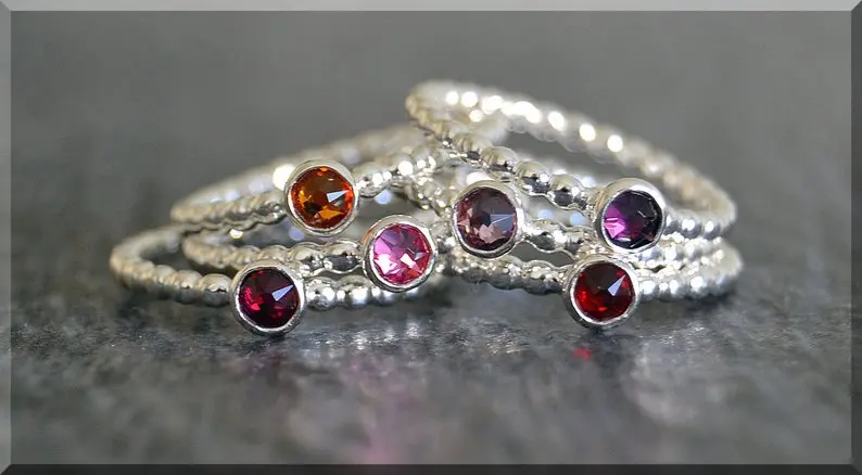 Набор из 5 14 k золотых камней несколько колец Swarovski кольцо с камнем для матери стек