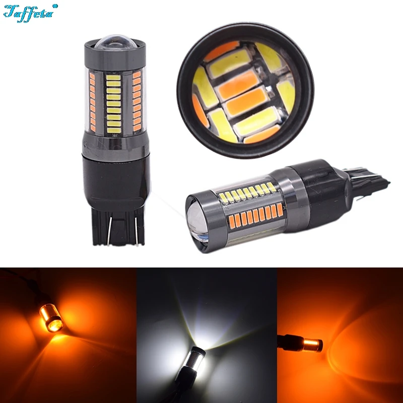 2Pcs Switchback Dual Color T20 7443 4014 66SMD 33W LED Bulbs Turn Signal Light Lamps DRL Amber Yellow+White | Автомобили и