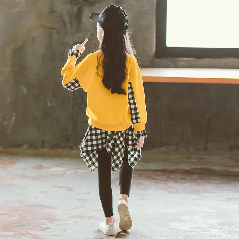 Одежда для девочек подростков модные однотонные плед Розовый и красный цвет