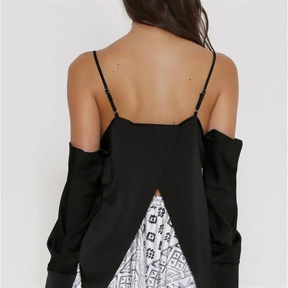 2018 New Arrival Autumn Women Blouse Off Shoulder Long Sleeve Solid Color Sexy V Neck Shirts For Female |