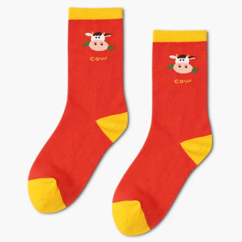 

Farm series literary fan original home cartoon color contrast color socks cute childlike illustration socks