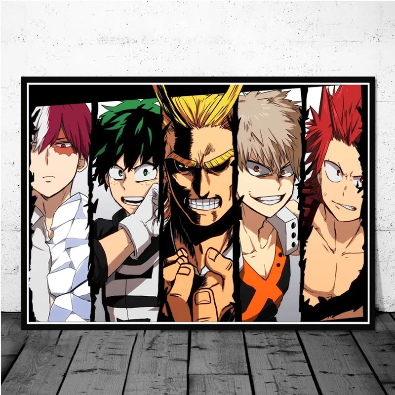 Плакатный принт Boku No Hero Academy Japan аниме, комикс фильм картина маслом картинка на холсте на стену картинки для гостиной домашний декор - Цвет: Красный