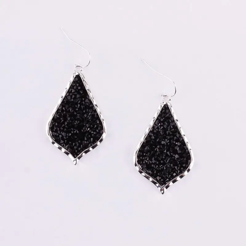 Silver Black Новинка, Золотые серьги в виде каплевидной капли, стразы для женщин, модные ювелирные изделия, богемский бренд KS, черные серьги в виде каплей - Окраска металла: Silver Black