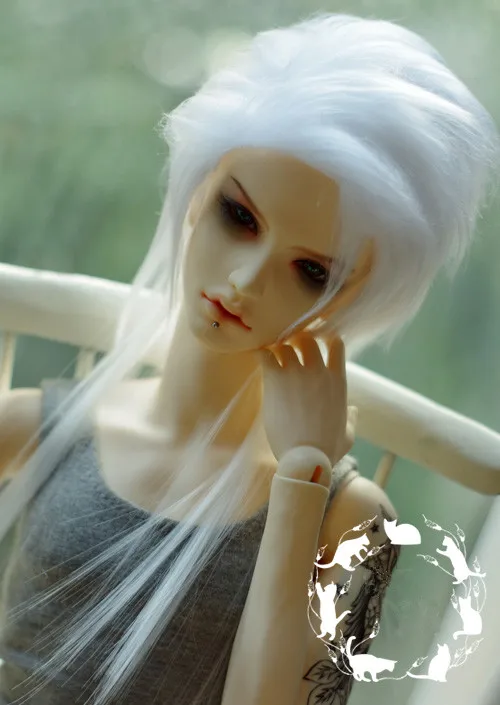 Холодный белый сшивание длинные волосы для BJD кукла меховой парик 18 19 см 20 21 22 23 1/4