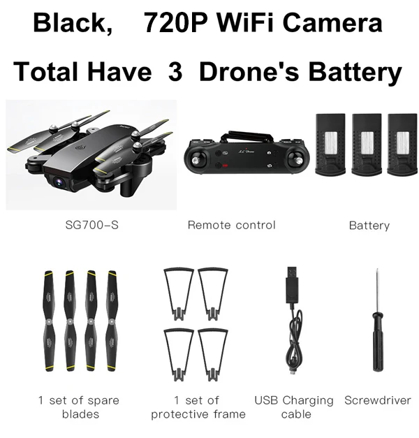 Black 720 3 battery Радиоуправляемый Дрон 720P 1080P 4K HD широкоугольная камера складной Квадрокоптер Профессиональный Квадрокоптер селфи Дрон 22 мин Время полета - Цвет: Black 720 3 battery