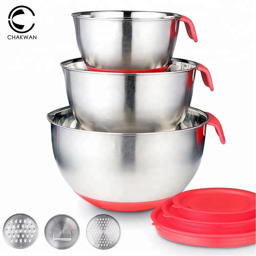 Миски из нержавеющей стали Нескользящие DIY торт хлеб салат миксер кухонный