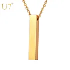 Ожерелье с кулоном U7 N1120 для мужчин и женщин, персонализированное ожерелье с кулоном в виде полосы под золото, с гравировкой сообщения, текста, из нержавеющей стали