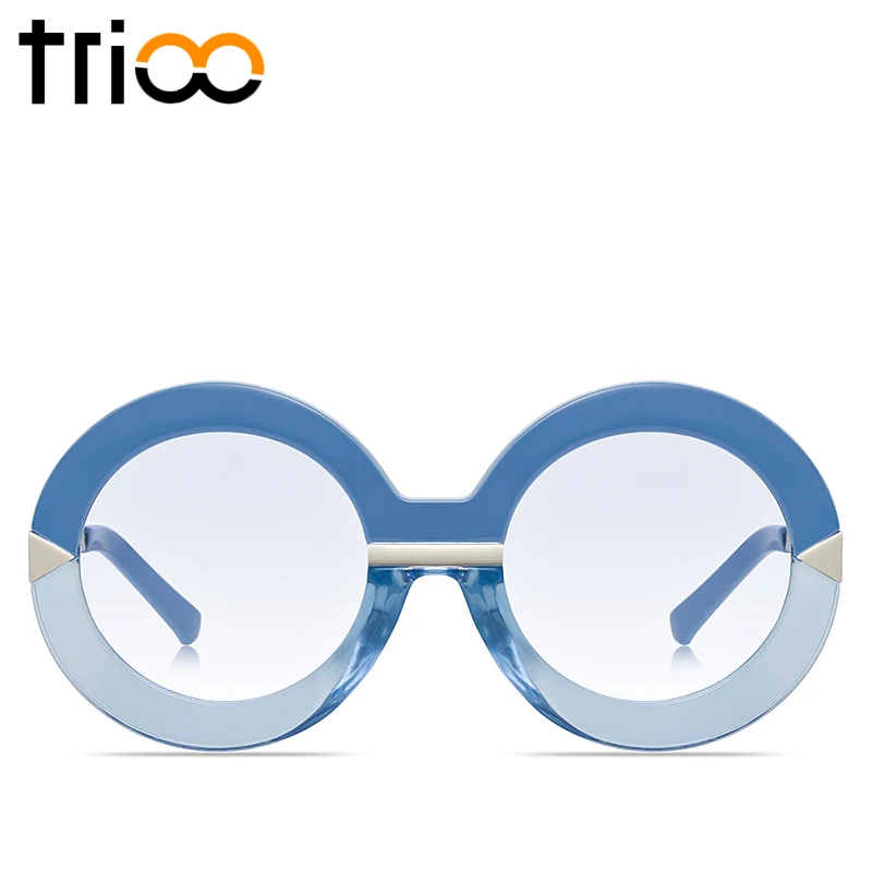 Trioo большой круглый Солнцезащитные очки для женщин Для женщин розовый градиент круг Защита от солнца Очки женские модные полуботинки прозрачный градиент Óculos негабаритных - Цвет линз: 009