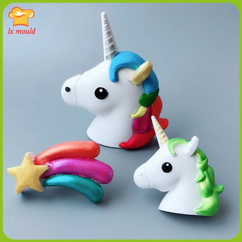 

Rainbow Unicorn Silicone Moulds Aroma Diffuser, Plaster Mould, Cake Decorating Silicone Molds