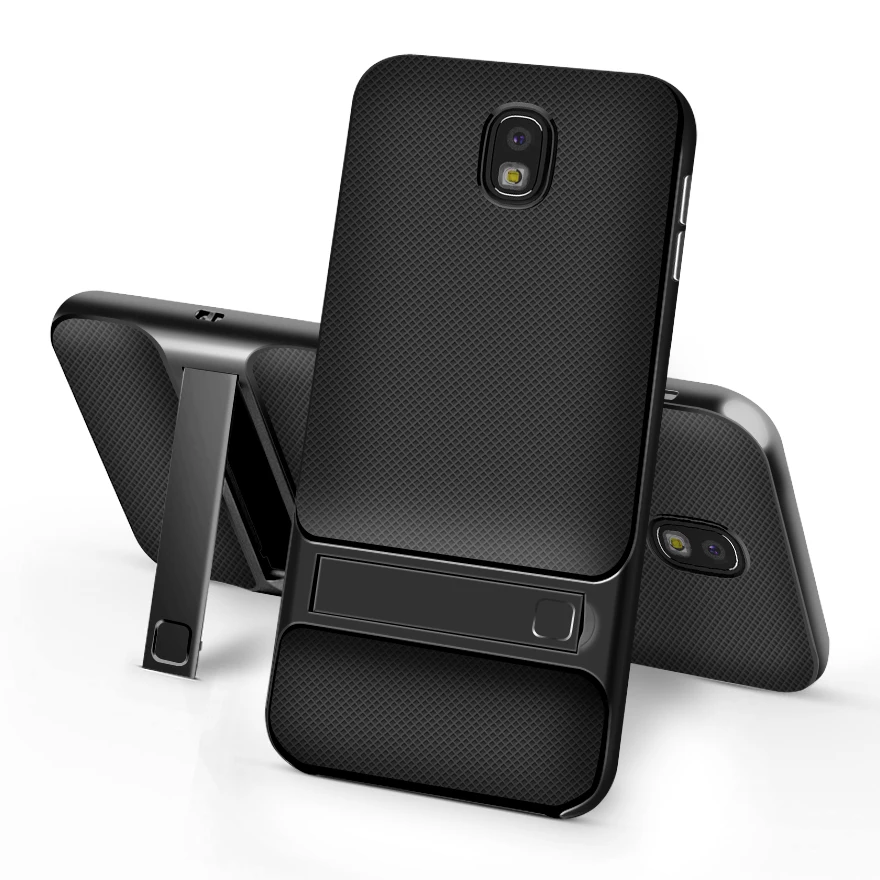 5.5 дюймов Роскошный чехол для Samsung Galaxy J7 2017 Чехол крышка ТПУ кремния hybrid + PC Стенд