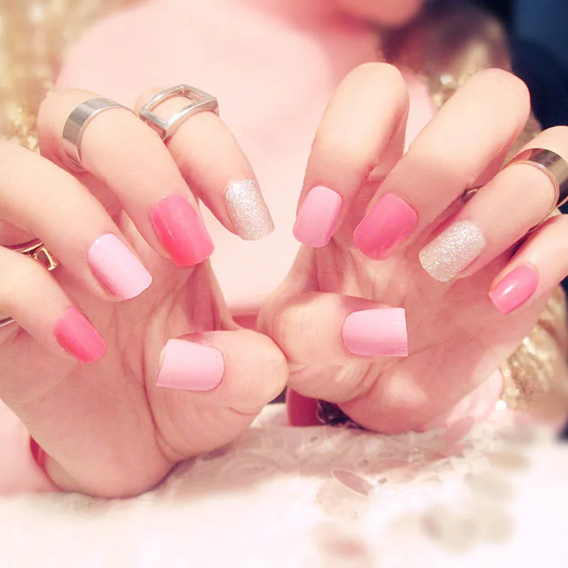 24 шт./кор. Гвозди Советы Предварительно Дизайн Розовый Накладные ногти советы с