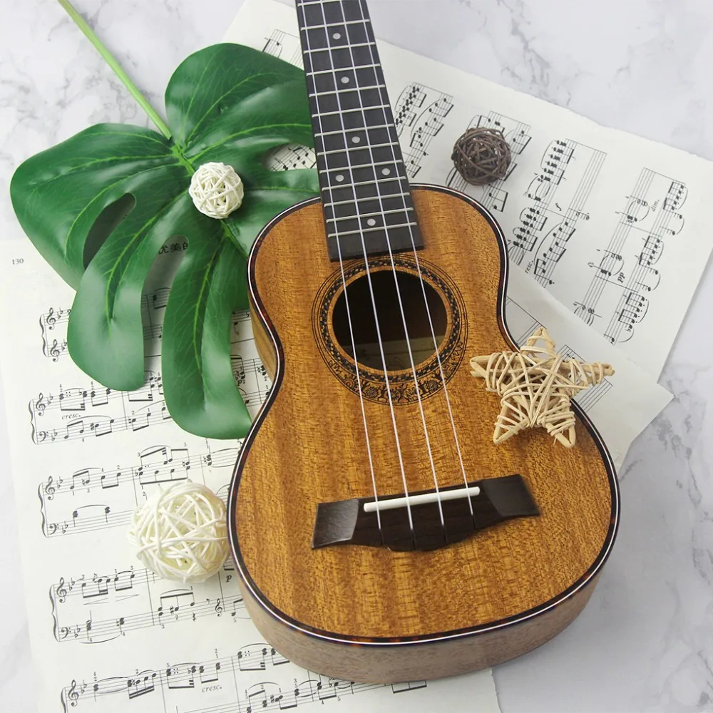 FLEOR Укулеле сопрано красное дерево Ukelele Uke 21 дюймов 15 ладов 4 струнные гитары ra