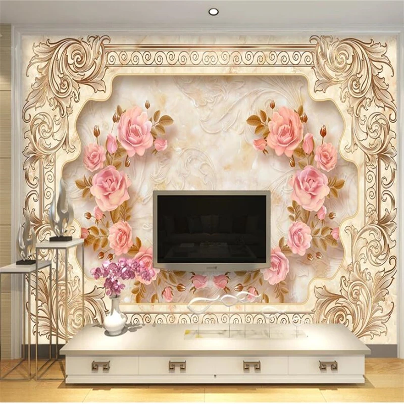 Papel де parede пользовательские обои 3d Европейский мрамор тисненый камень ТВ фон