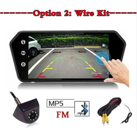 Wire Kit Koorinwoo беспроводной сенсорный экран 7 дюймов Автомобильный монитор заднего вида экран с MP5 bluetooth USB FM TF парковочная камера заднего вида комплект - Цвет: Wire Kit