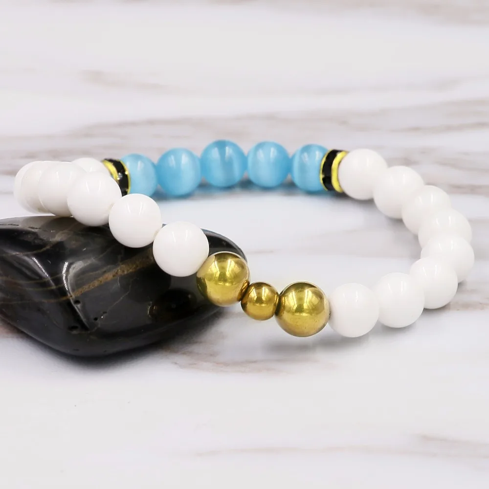 2017 ювелирные изделия ручной работы синий опал с матовым черным камнем бусины