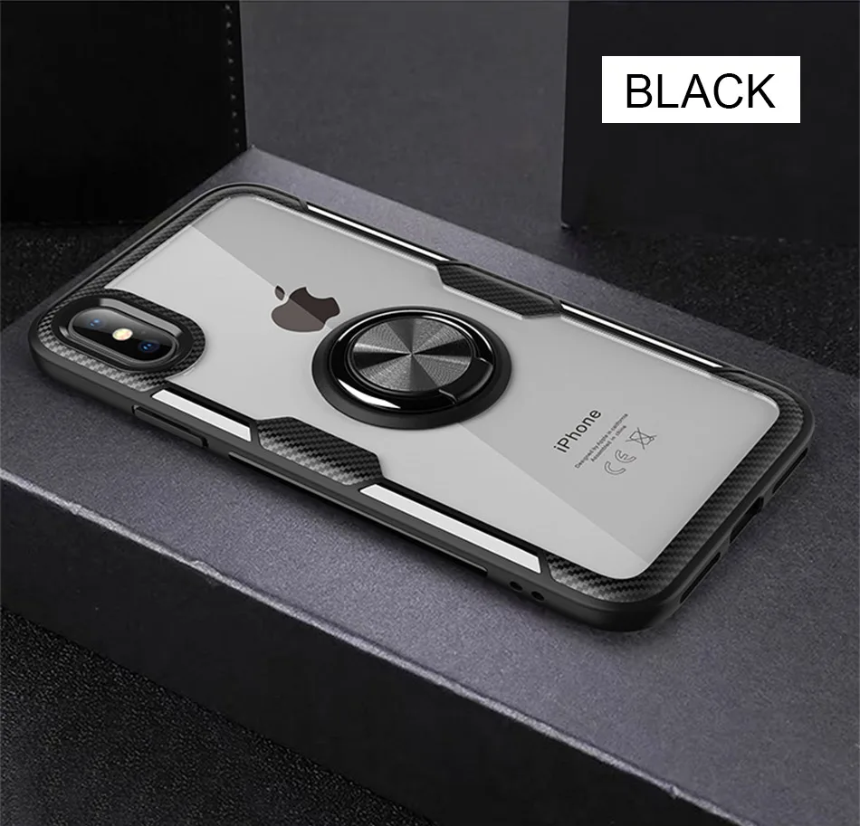 Black Роскошный автомобильный держатель кольцо чехол на для айфон IPhone XS Max XR X чехол для телефона чехол для IPhone XR X XS Max мягкий силиконовый бампер чехол - Цвет: Black