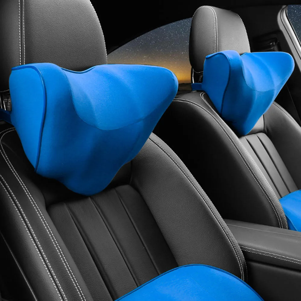 Blue-Neck JINSERTA пены памяти подголовник автомобиля шеи Подушка сидение спины Поддержка поясничные подушки для отдыха подушка для универсальных автомобильных аксессуаров - Цвет: Blue-Neck