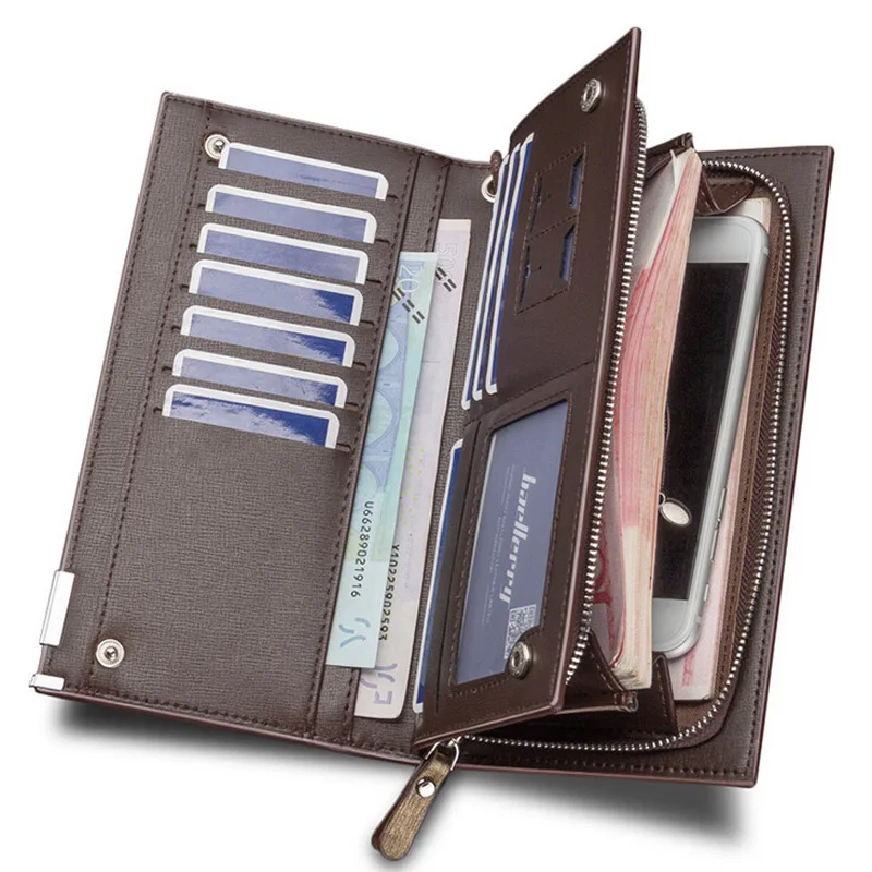 Baellerry роскошный длинный деловой мужской Кожаный клатч вместительный бумажник с