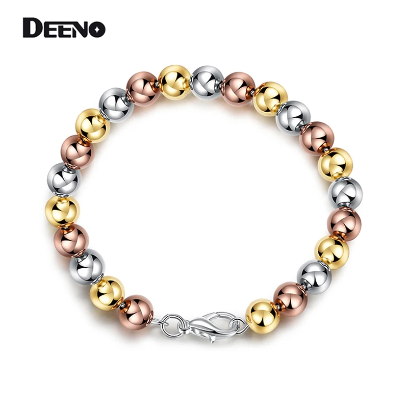 Унисекс металлический браслет из бисера стильный 3 цвета Медь мяч Бусины