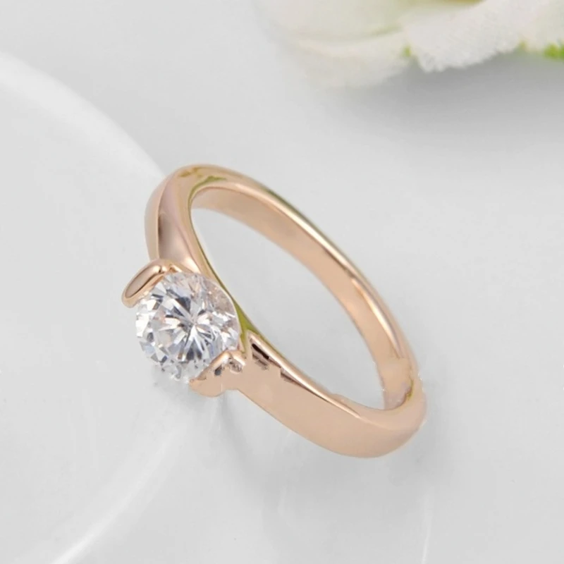 Классическое женское кольцо с фианитом AAA обручальное свадебное Подарочное