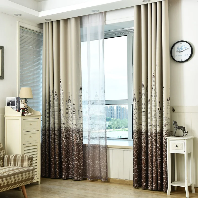 Занавески на окна с мультяшным замком для детей детская комната девочки мальчики