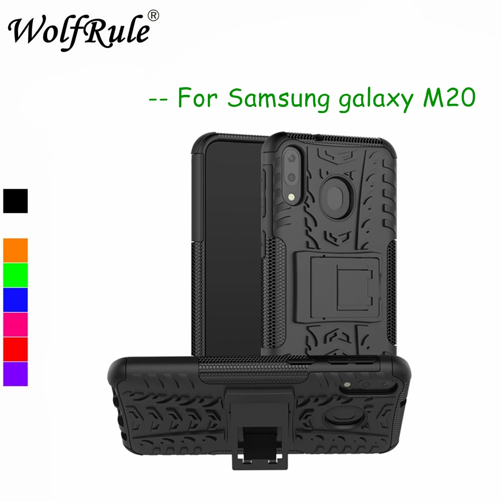 

For Case Samsung Galaxy M20 Cover Dual Layer Armor Silicone Back Case For Samsung M20 Phone Holder Stand Shell M20 SM-M205F
