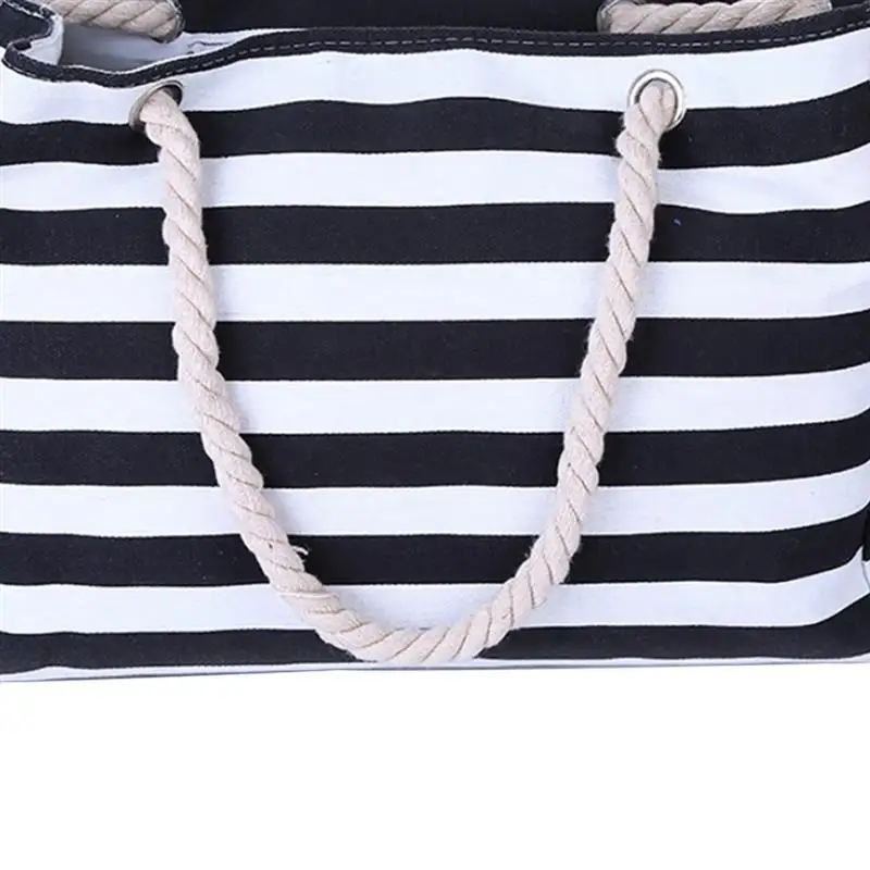 Женская Холщовая Сумка тоут вместительная пляжная сумка через плечо в полоску