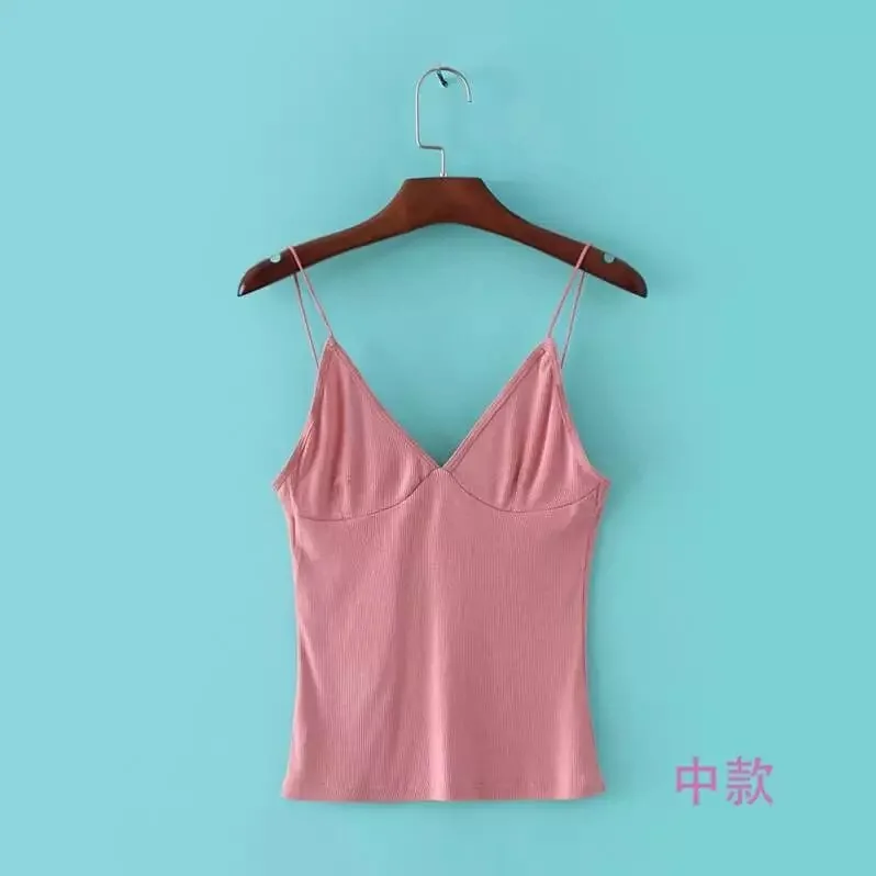 long pink Momoluna, Женский Топ, летний, сексуальный, безрукавка, женский жилет, v-образный вырез, Blusa, однотонный, белый, черный,-майка, майка для фитнеса, майка, тонкая рубашка - Цвет: long pink