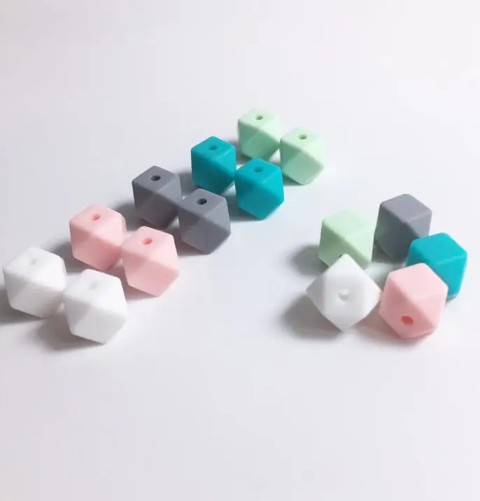candy colors D silicone beads Hexagon candy color 100PC baby teether Mini Hexagon bead Necklace Pendant DIY nursing bracelet kids beads - Цвет: candy colors D