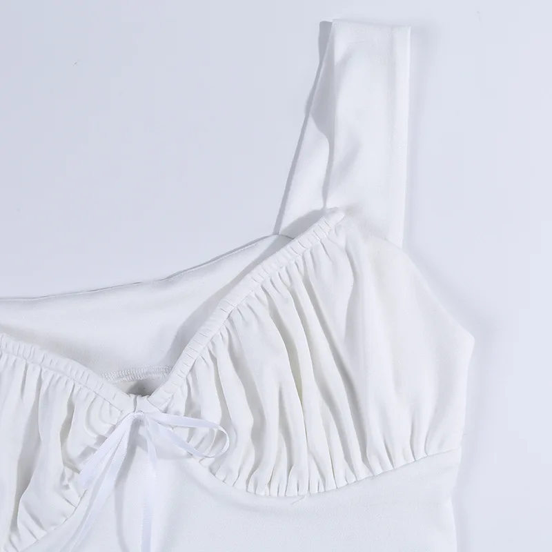 LVINMW пикантные Спагетти ремень плеча кружево Up Crop Top зима хлопок топ без рукавов топы корректирующие белый/черный уличная топики женские