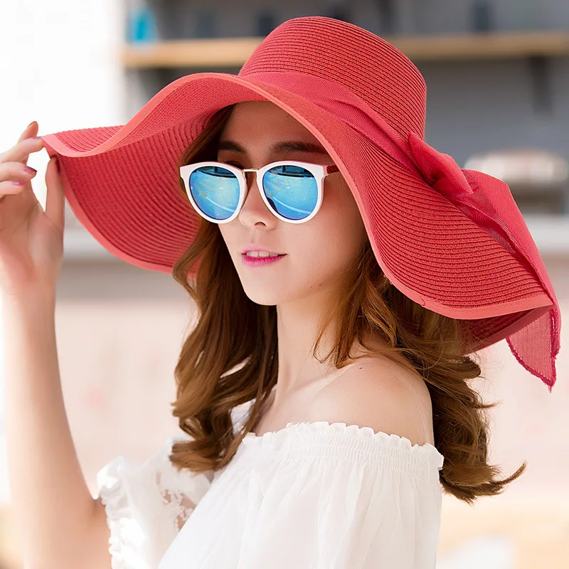 Женская соломенная шляпа GIZMOSY складная с широкополыми полями для пляжного отдыха