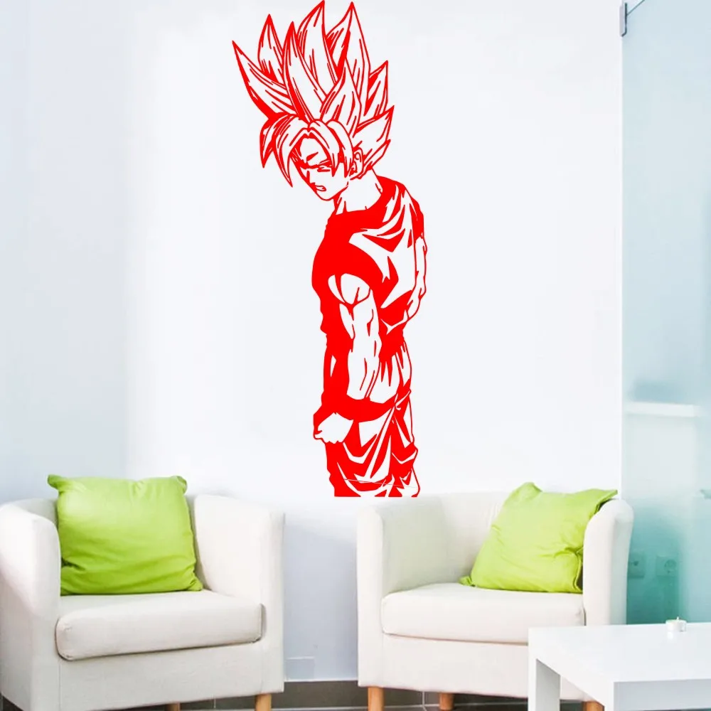 Съемная Наклейка на стену Goku Super Saiyan Dragon Ball домашняя Настенная Наклейка для украшения комнаты интерьерная Настенная Наклейка для дома виниловые декоративные наклейки настенная NY-422