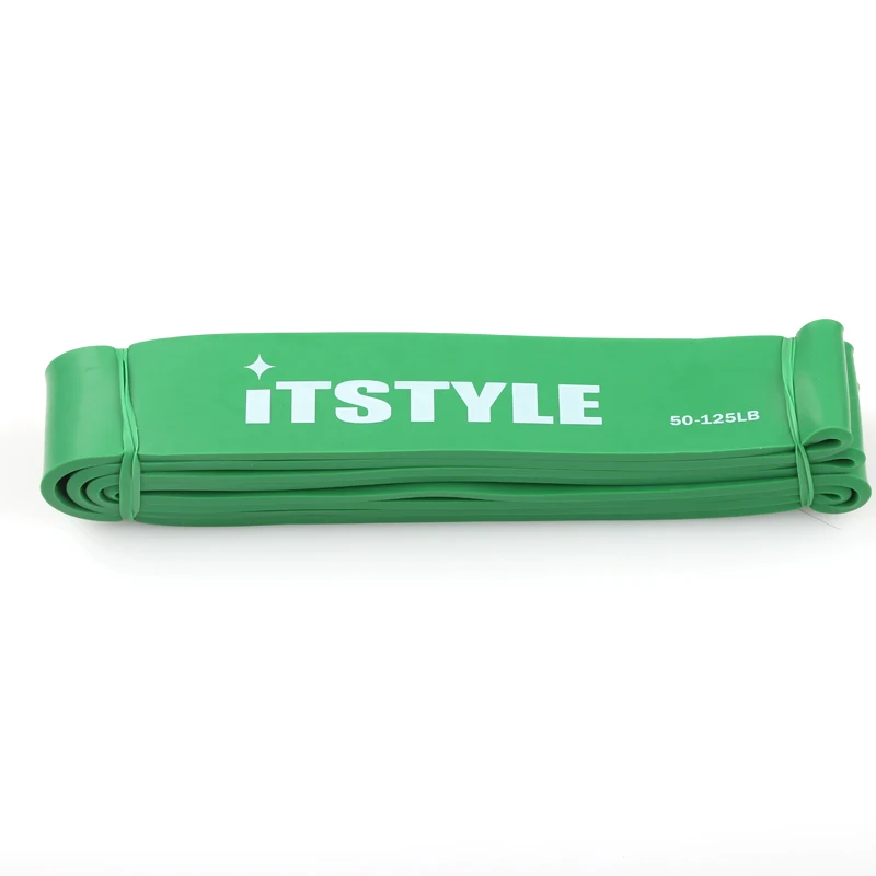 Green 125LB 4" тянущаяся эластичная лента из натурального латекса, резиновая петля, гимнастический эспандер, усиленная сила тренировок, фитнес-резинки 208 см - Цвет: Green 125LB