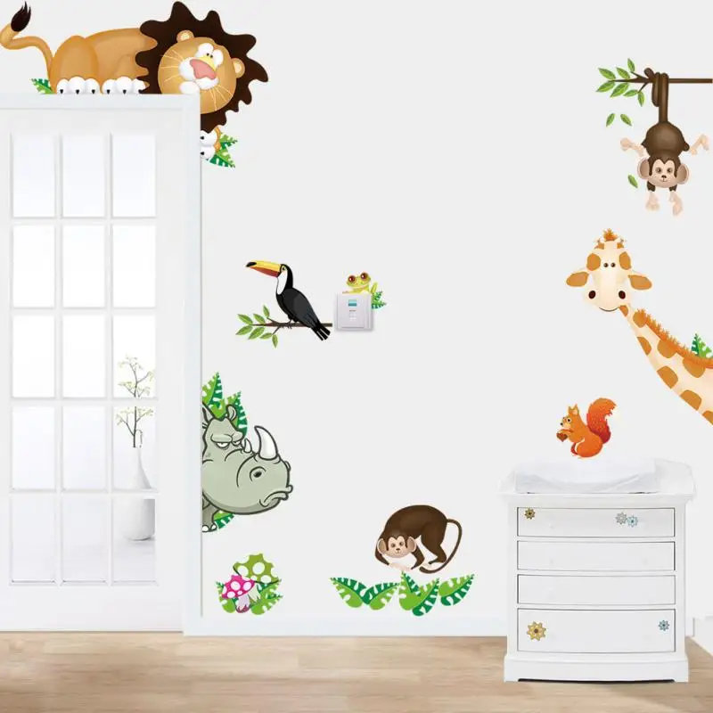 Новый DIY Симпатичные Джунгли Дикие Животные Wall Art Наклейки Детские Спальни